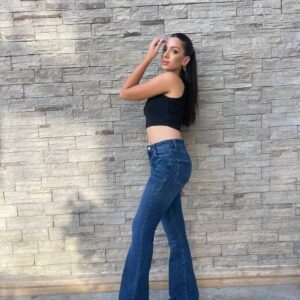 High Waist Dark Blue Flare Jeans